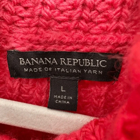 Banana Republic Womens L Wool Turtleneck Sweater Fisherman Pink Preppy Italian - Picture 2 of 8